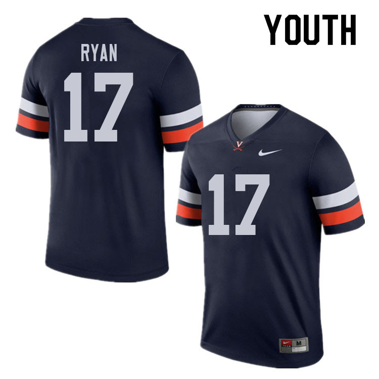 Youth #17 Aidan Ryan Virginia Cavaliers College Football Jerseys Sale-Navy